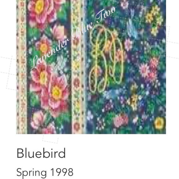 Vintage VERA BRADLEY Bluebird 1998 Original Duffle Bag Blue Green Floral Quilted - Picture 14 of 14